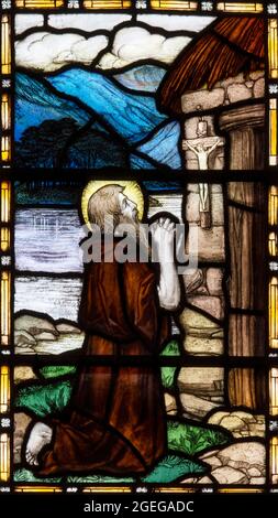 Jarrow Window 7th century Saxon stained glass window in St. Paul's Church in Jarrow ...