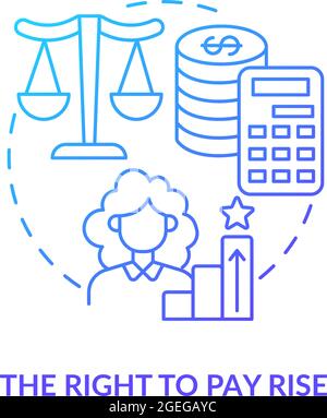 Right to pay rise blue gradient icon Stock Vector