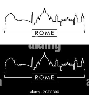 Rome skyline. Linear style. Editable vector file. Stock Vector