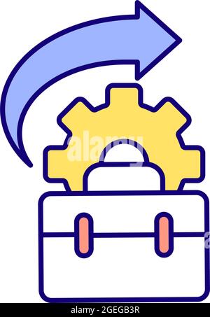 Suitcase and gearwheel RGB color icon Stock Vector