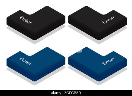 Isometric Enter key for keyboard. Isolated vector on white background Stock Vector