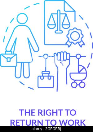 Right to return to work blue gradient icon Stock Vector