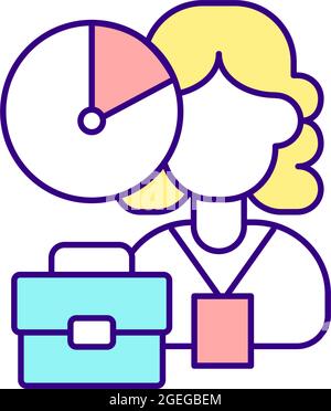 Work for few hours a day RGB color icon Stock Vector