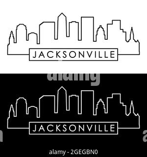 Jacksonville skyline. Linear style. Editable vector file. Stock Vector