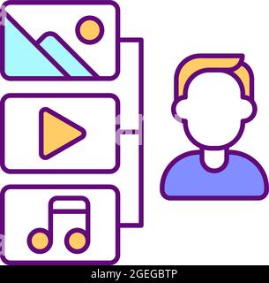 Access media library RGB color icon Stock Vector