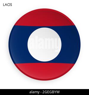 Lao People Democratic Republic flag icon in modern neomorphism style. Button for mobile application or web. Vector on white background Stock Vector