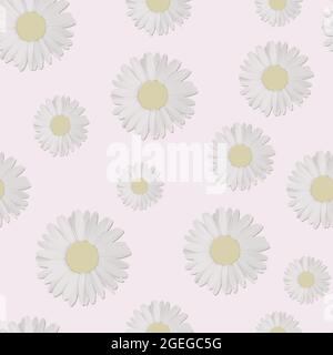 Seamless floral pattern. Repeat white flower on pink background. Vector and illustration design. Stock Vector