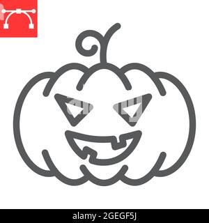 Halloween pumpkin with a face single line art drawing continuous vector ...