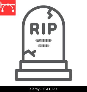 Tombstone line icon, holiday and halloween, rip grave vector icon, vector graphics, editable stroke outline sign, eps 10. Stock Vector