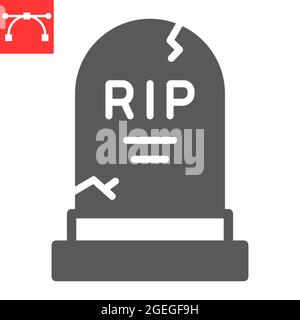 Tombstone glyph icon, holiday and halloween, rip grave vector icon, vector graphics, editable stroke solid sign, eps 10. Stock Vector