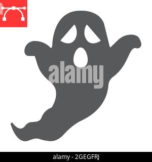 Ghost glyph icon, holiday and halloween, ghost vector icon, vector graphics, editable stroke solid sign, eps 10. Stock Vector