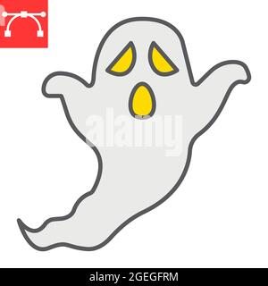 Ghost color line icon, holiday and halloween, ghost vector icon, vector graphics, editable stroke filled outline sign, eps 10. Stock Vector