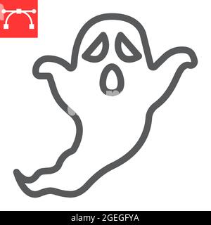 Ghost line icon, holiday and halloween, ghost vector icon, vector graphics, editable stroke outline sign, eps 10. Stock Vector
