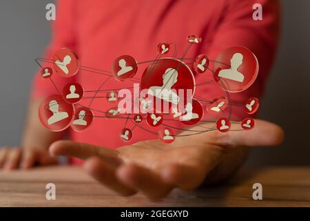 Neural network concept. Connected cells with links. " Stock Photo
