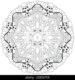 Vector Adult Coloring Book Textures. Hand-painted art design. Adult anti-stress coloring page. Black and white hand drawn illustration for coloring bo Stock Vector