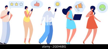 People talking. Friends online conversation, mobile communicate. Flat man woman ask chat, social media network community vector illustration Stock Vector