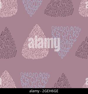 Vector seamless pattern with hand drawn colorful triangles abstract elements made of lots of freehand drawn figures. Light pink and violet colors, pat Stock Vector