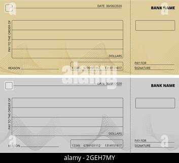 Empty check template. Business cheque book design. Bank checking, blank page for charity donations, corporate payment vector illustration Stock Vector