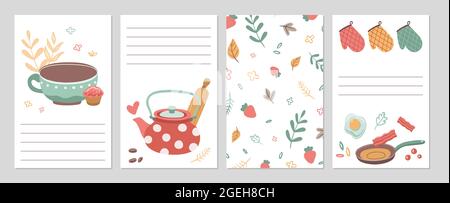 Recipe Cards Culinary Book Blank Pages Cookbook Stickers Cute Home Menu  Banners For Baking Cooking With Doodle Kitchen Tools Vector Set Stock  Illustration - Download Image Now - iStock