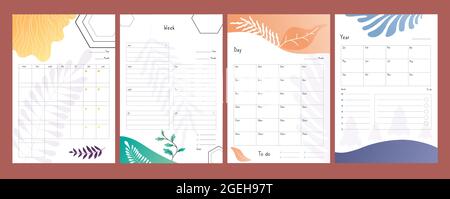 Planners set. To do lists, weekly and daily schedule template, year plan form vector illustration Stock Vector