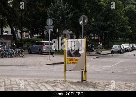 Election posters of Christian Wolfgang Lindner is a German politician, member of the Liberal Democratic Party on a street in the city centre. (Photo by Andrea Ronchini/Pacific Press) Stock Photo