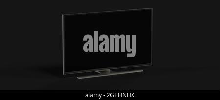 High-end curved smart TV isolated on a black background Stock Photo