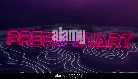 Press start text over topography against purple background Stock Photo