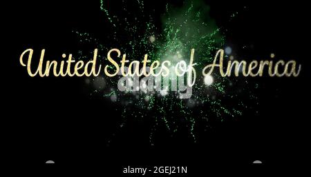 United States of America text and fireworks 4k Stock Photo