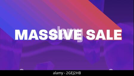 Image of massive sale text in white letters over pink and purple background Stock Photo