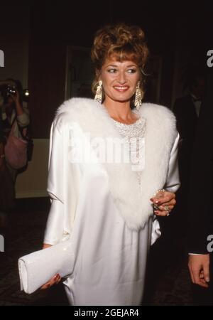 BEVERLY HILLS, CA - OCTOBER 20: Stephanie Beacham at the Beverly Hills Charitable Foundation and B'nai B'rith Lodge's 'Man of the Year' Award Salute to Aaron Spelling on October 20, 1985 at the Beverly Hilton Hotel in Beverly Hills, California  Credit: Ralph Dominguez/MediaPunch Stock Photo