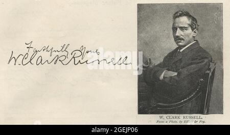 Vintage engraving of William Clark Russell an English writer best known for his nautical novels. Stock Photo