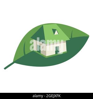Green home save nature illustration. Stock Vector