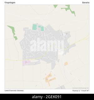 Urspringen, Lower Franconia, Germany, Bavaria, N 49 54' 5'', E 9 40' 16'', map, Timeless Map published in 2021. Travelers, explorers and adventurers like Florence Nightingale, David Livingstone, Ernest Shackleton, Lewis and Clark and Sherlock Holmes relied on maps to plan travels to the world's most remote corners, Timeless Maps is mapping most locations on the globe, showing the achievement of great dreams Stock Photo