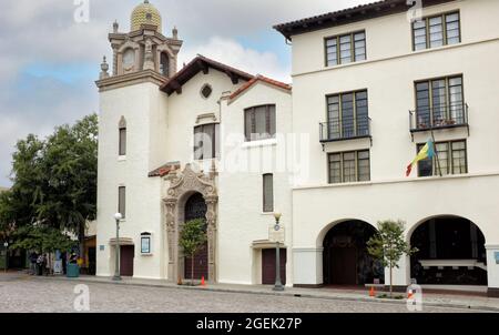 LOS ANGELES, CALIFORNIA - 18 AUG 2021: La Plaza United Methodist Church, Los Angeles in historic Olvera Street. Stock Photo