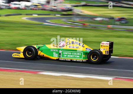 Lorina McLaughlin, 1992 Benetton B192, ex Michael Schumacher, F1 Demonstrations, Festival Italia, Brands Hatch, Fawkham, Kent, England, Sunday 15th Stock Photo