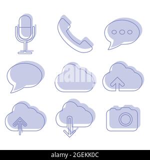Set Icon Vector of Mobile App - Two Tone Style - simple illustration. Editable stroke. Design template vector.outline style design.Vector graphic illu Stock Vector