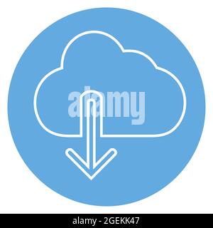 Icon Vector of Cloud with downward arrow - Blue Eyes Style - simple illustration. Editable stroke. Design template vector.outline style design.Vector Stock Vector
