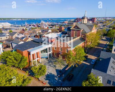 Aerial view of New Bedford Whaling Museum building in New Bedford Whaling National Historical Park in historic downtown of New Bedford, Massachusetts Stock Photo