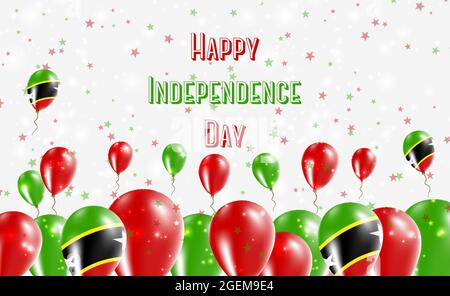 Saint Kitts And Nevis Independence Day Patriotic Design. Balloons in Kittian and Nevisian National Colors. Happy Independence Day Vector Greeting Card Stock Vector