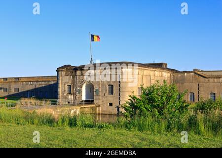 Main entrance of Fort Breendonk (a World War II Nazi prison camp) in Breendonk (province of Antwerp), Belgium Stock Photo