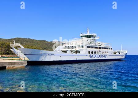 The Faros car ferry operated by Jadrolinija in Stari Grad (Hvar Island), Croatia Stock Photo