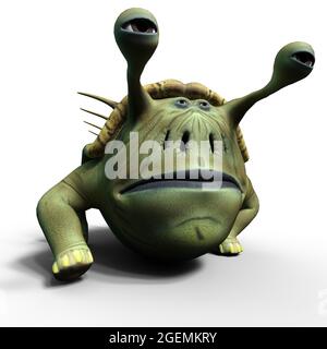 Funny Strange Fantasy Monster Smiling with Big Eyes - Digital 3D  Illustration Stock Illustration - Illustration of animation, nature:  265952078