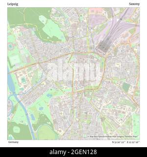 Leipzig, Germany, Saxony, N 51 20' 22'', E 12 22' 16'', map, Timeless Map published in 2021. Travelers, explorers and adventurers like Florence Nightingale, David Livingstone, Ernest Shackleton, Lewis and Clark and Sherlock Holmes relied on maps to plan travels to the world's most remote corners, Timeless Maps is mapping most locations on the globe, showing the achievement of great dreams Stock Photo