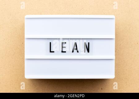 Light box with word lean on wood background Stock Photo