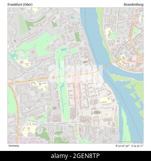 Frankfurt (Oder), Germany, Brandenburg, N 52 20' 49'', E 14 33' 2'', map, Timeless Map published in 2021. Travelers, explorers and adventurers like Florence Nightingale, David Livingstone, Ernest Shackleton, Lewis and Clark and Sherlock Holmes relied on maps to plan travels to the world's most remote corners, Timeless Maps is mapping most locations on the globe, showing the achievement of great dreams Stock Photo