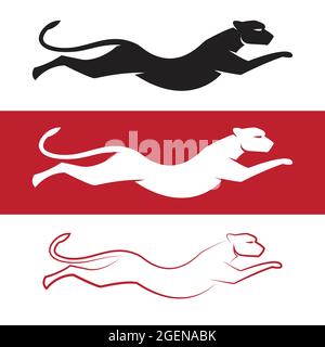 Vector image of cheetah on white background and red background.Easy editable layered vector illustration. Wild Animals. Stock Vector