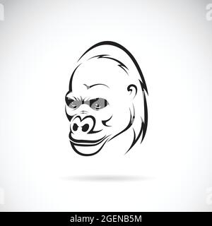 Vector image of a gorilla head on white background,. Easy editable layered vector illustration. Wild Animals. Stock Vector