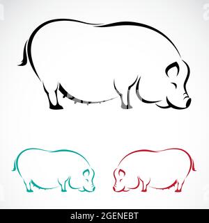 Vector image of a pig on white background. Easy editable layered vector illustration. Wild Animals. Stock Vector