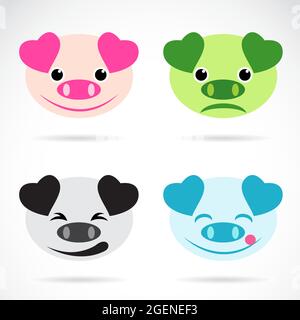Vector image of pig face on white background. Easy editable layered vector illustration. Farm Animal. Stock Vector