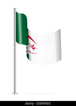 Wavy flag of Algeria on a white background. Vector illustration. Stock Photo